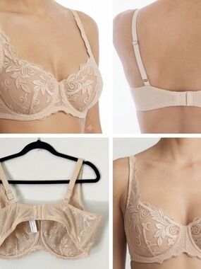 Soma Sheer Floral Lace Underwire Bra in Nude Blush